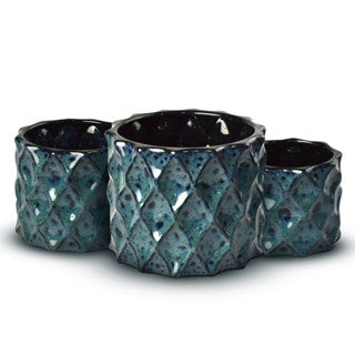 Kit 3 Vasos Cachepot Diamantes Para Decoração