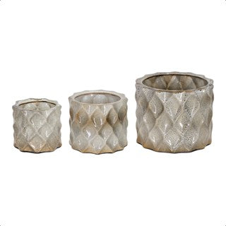 Trio cachepot  cerâmica plantas louça exclusivo lançamento luxo varias cores jardinagem decoração