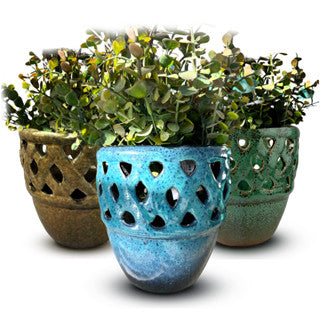 Trio Cachepot Gazebo Excluso de Luxo em Cerâmica Premium