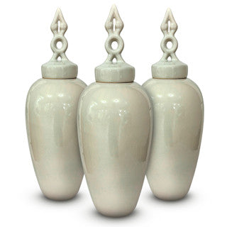 Kit 3 Vasos Garrafa Decorativa Pequena Tampa  Cerâmica