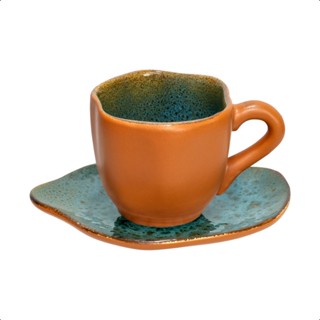 Kit 6 Xícaras De Café E Pires Orgânicos De 180ml Em Cerâmica