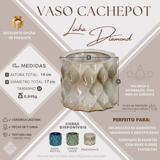 Vaso de ceramica Cachepot M para plantas varias cores jardinagem decoração lançamento louça