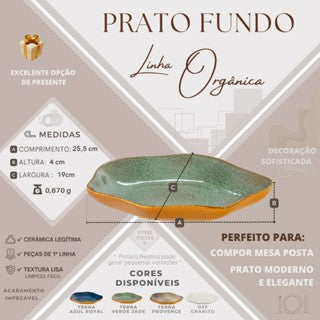 Kit 06 unidades PRATO FUNDO orgânico de cerâmica restaurante cores exclusivas decoração de luxo cozinha